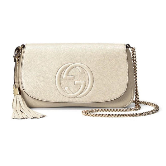 Soho Disco Crossbody Flap Ivory Signature Collection Gold Chain