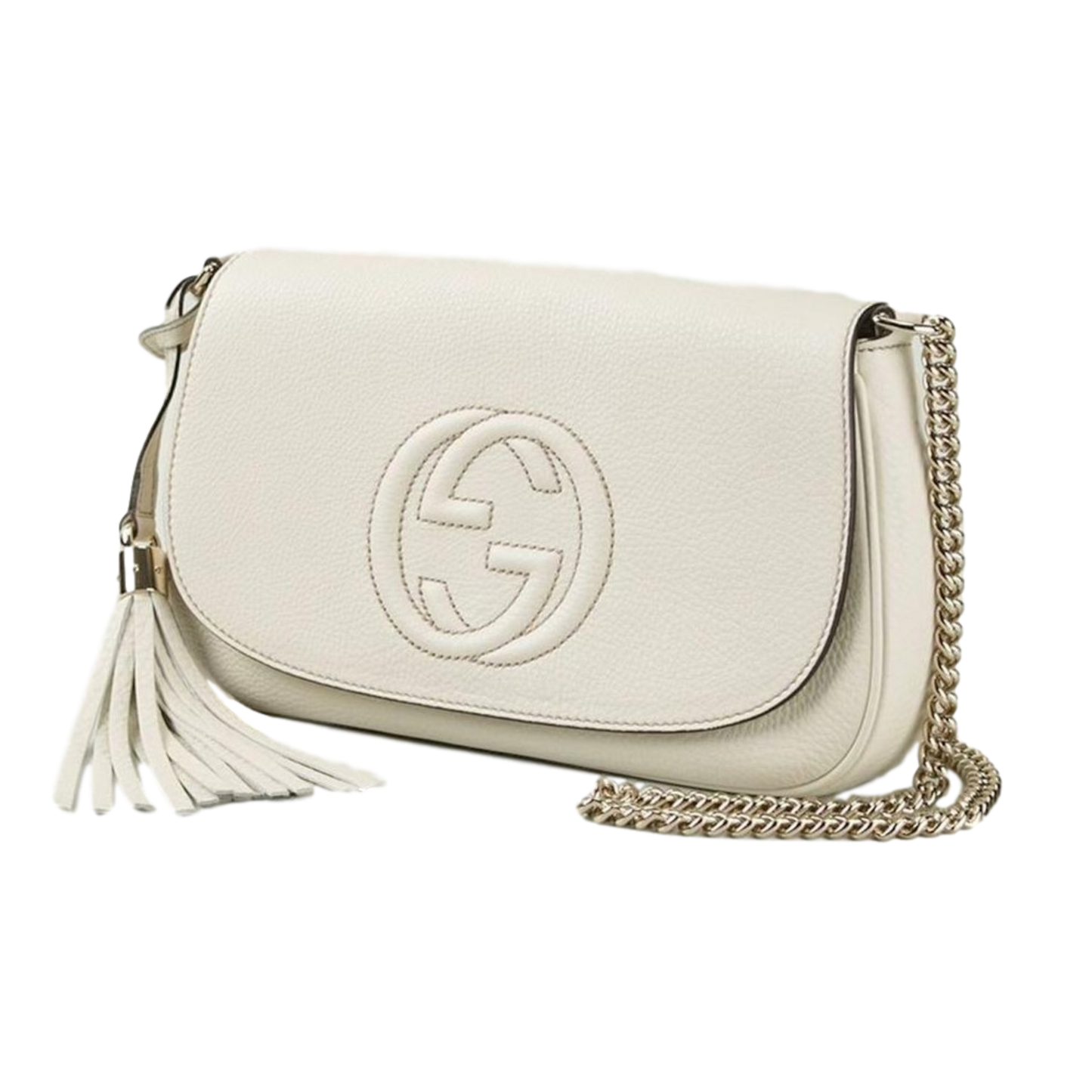 Soho Disco Crossbody Flap Ivory Signature Collection Gold Chain