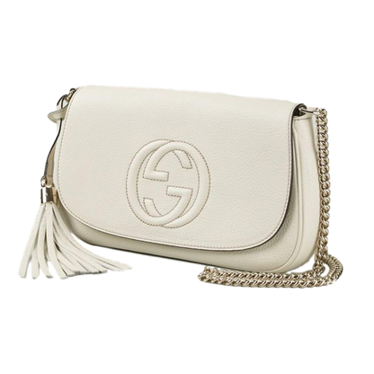 Soho Disco Crossbody Flap Ivory Signature Collection Gold Chain