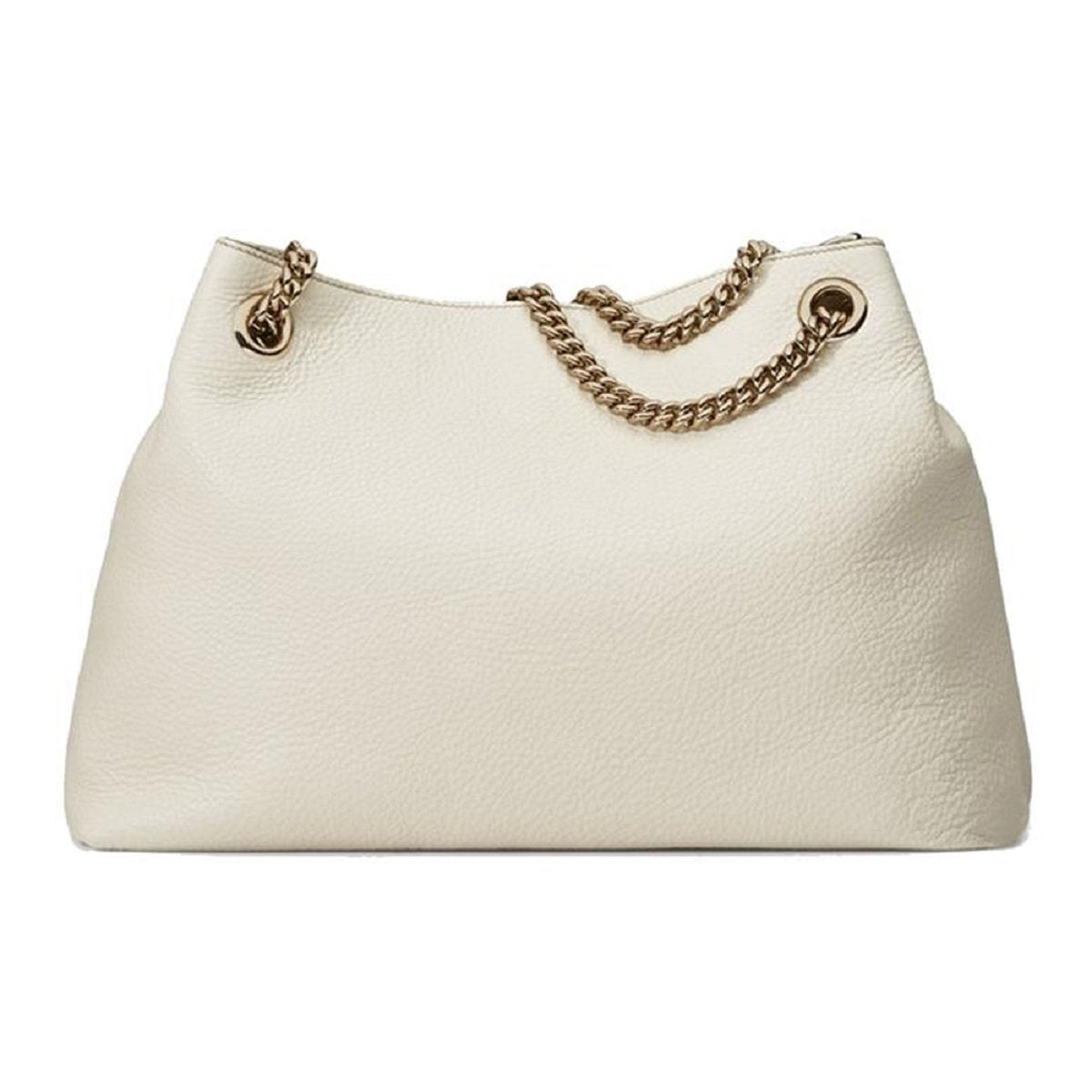 Soho GG Pebbled Calfskin Medium Gold Chain Shoulder Bag Ivory