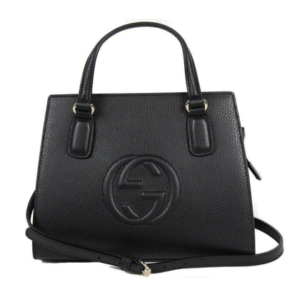 Soho Leather Tote Crossbody Bag Black