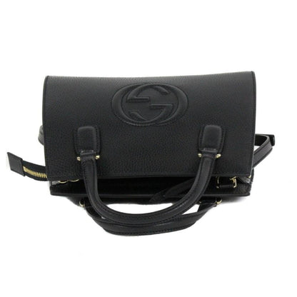 Soho Leather Tote Crossbody Bag Black