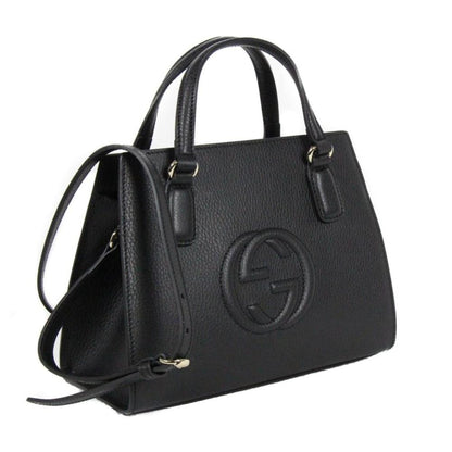 Soho Leather Tote Crossbody Bag Black