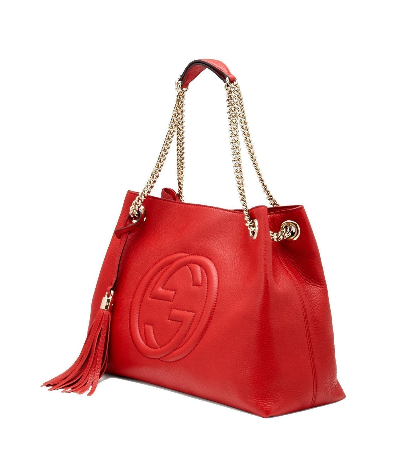 Soho Red Cellarius GG Logo Leather Chain Tote Bag