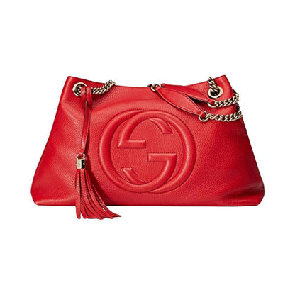 Soho Red Cellarius GG Logo Leather Chain Tote Bag