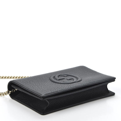 Soho Wallet on Chain Black Leather Cross Body Clutch Bag