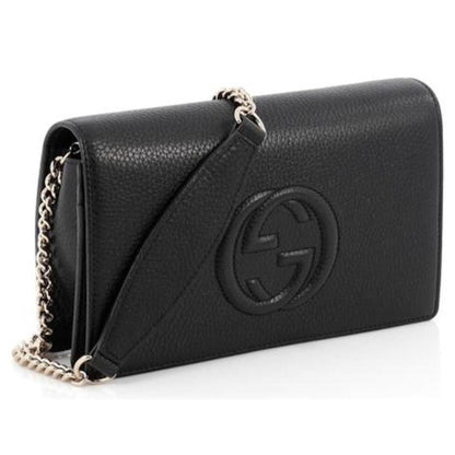 Soho Wallet on Chain Black Leather Cross Body Clutch Bag