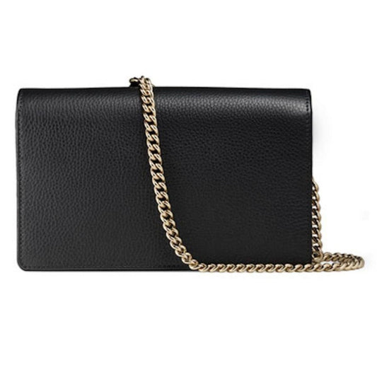 Soho Wallet on Chain Black Leather Cross Body Clutch Bag