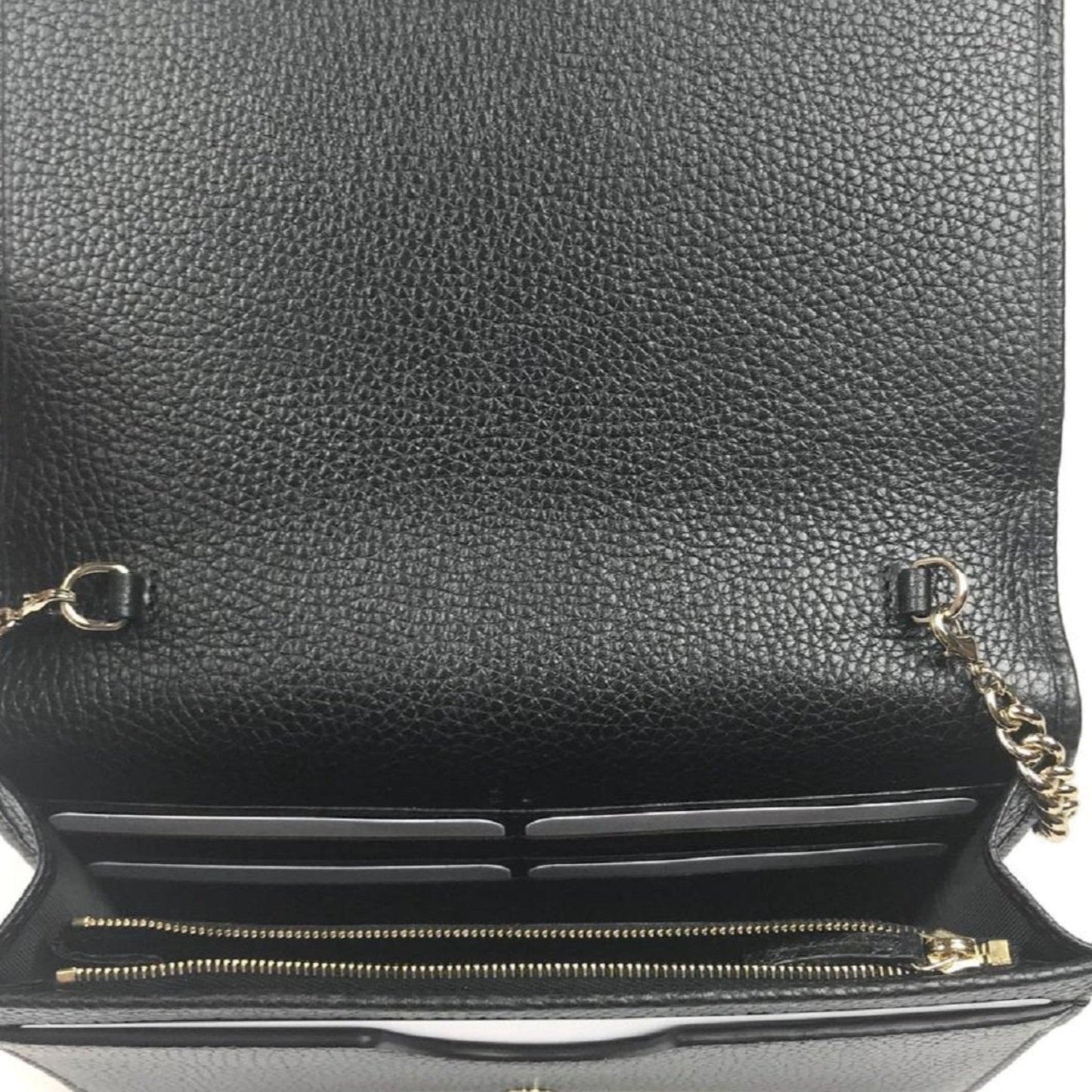 Soho Wallet on Chain Black Leather Cross Body Clutch Bag