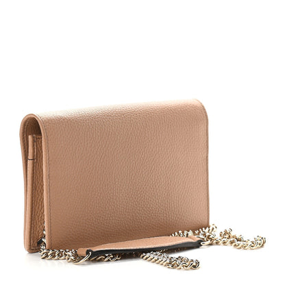 Soho Wallet on Chain Camelia Beige Leather Crossbody Clutch Bag