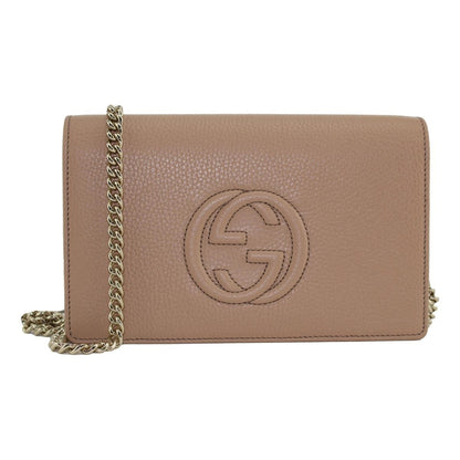 Soho Wallet on Chain Camelia Beige Leather Crossbody Clutch Bag