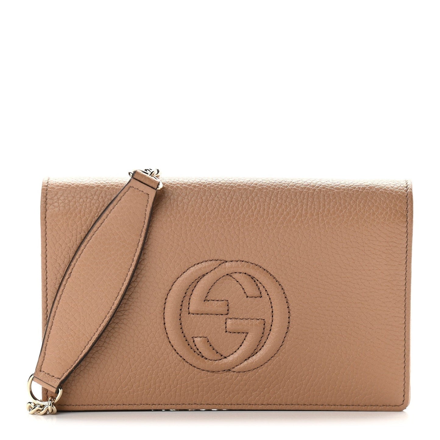 Soho Wallet on Chain Camelia Beige Leather Crossbody Clutch Bag