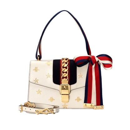 Sylvie Bee Star Ivory Leather Shoulder Bag