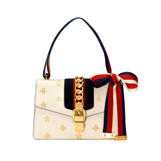 Sylvie Bee Star Ivory Leather Shoulder Bag