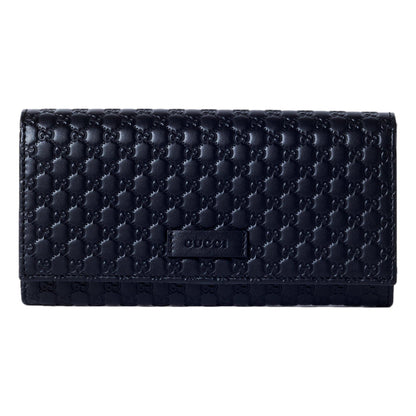 Women's Black Microguccissima Continental Flap Wallet