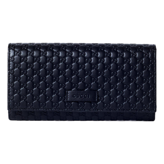 Women's Black Microguccissima Continental Flap Wallet