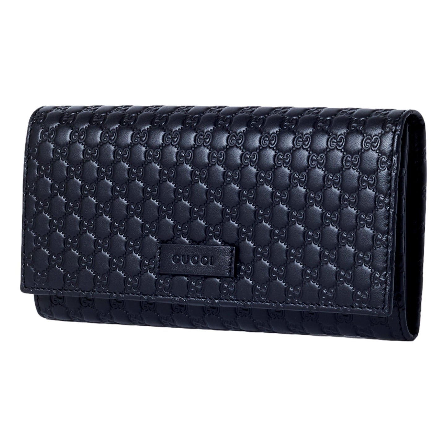 Women's Black Microguccissima Continental Flap Wallet