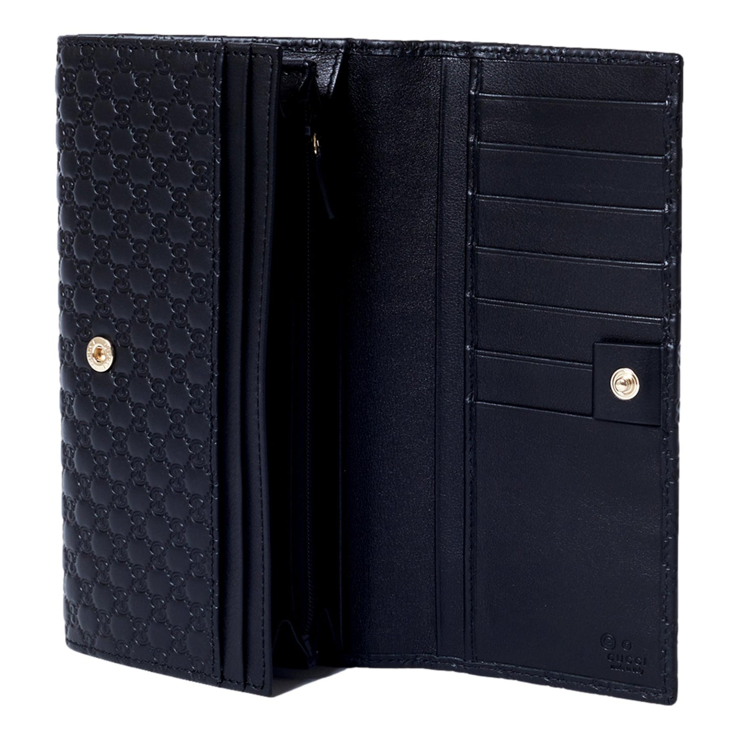 Women's Black Microguccissima Continental Flap Wallet