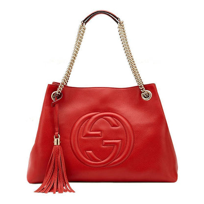 Soho Red Cellarius GG Logo Leather Chain Tote Bag