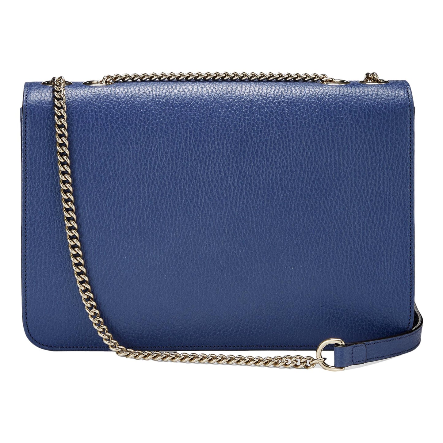 Dollar Interlocking GG Blue Leather Medium Chain Shoulder Bag