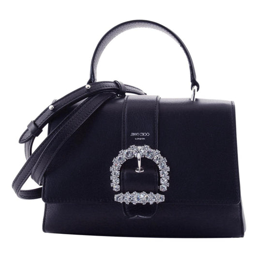 Cheri Dark Blue Leather Top Handle Bag