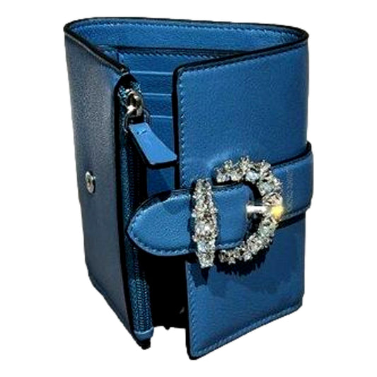 Cheri Parrot Blue Leather Trifoild Wallet