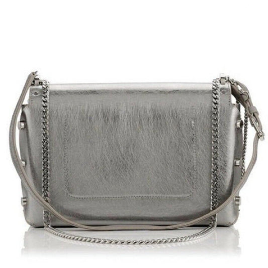 Metallic Silver Lockett Crossbody Shoulder Bag