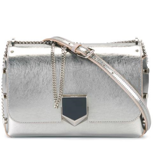 Metallic Silver Lockett Crossbody Shoulder Bag