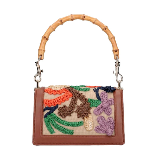 Canapa Ricamo Bamboo Embroidered Shoulder Bag