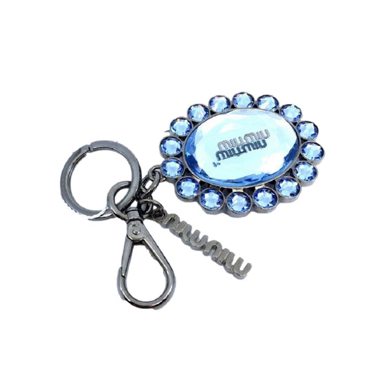 Trick Key Chain Ring Bag Charm Crystal Rhinestone Light Blue