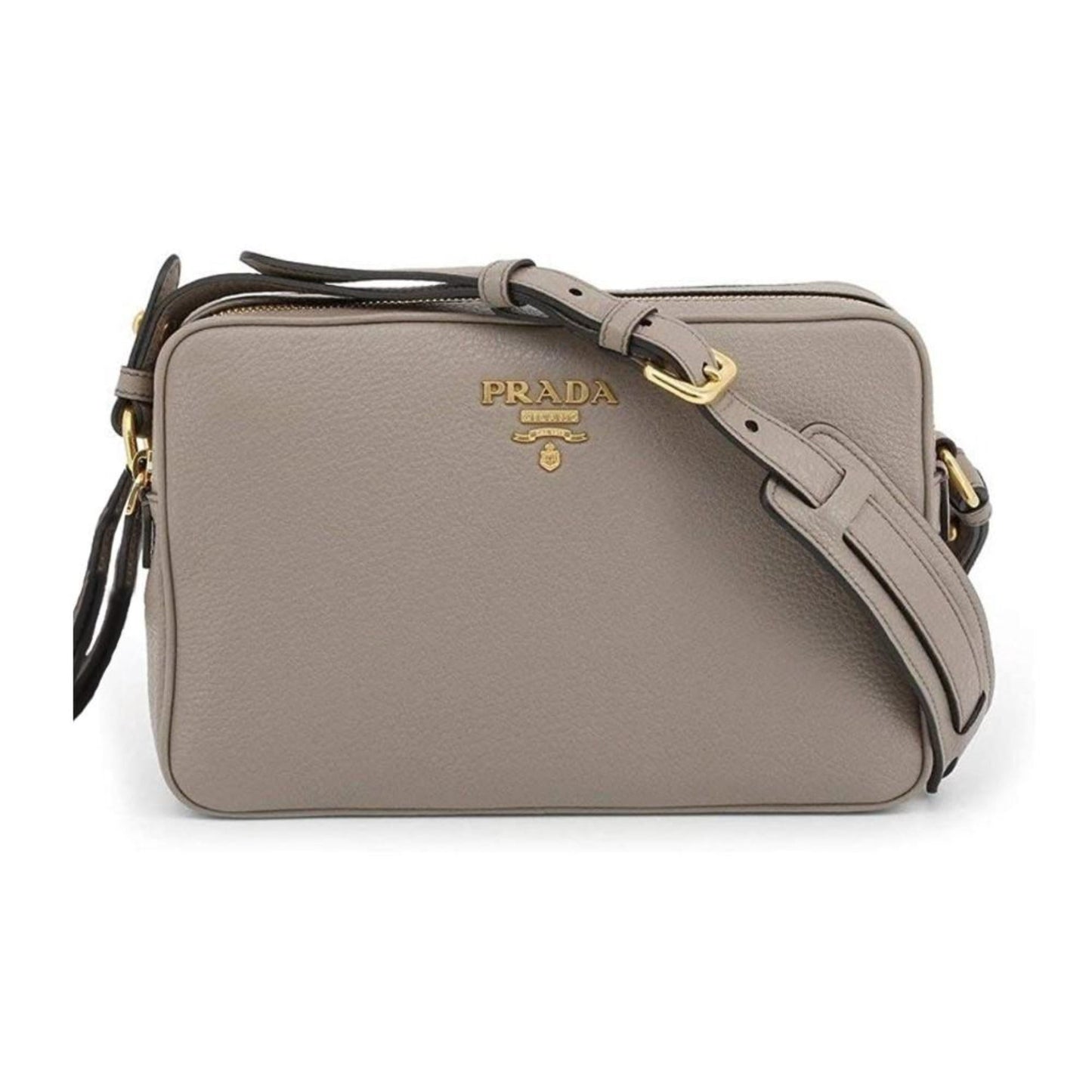 Argilla Grey Vitello Phenix Leather Double Zip Cross Body Bag