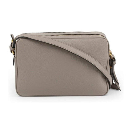 Argilla Grey Vitello Phenix Leather Double Zip Cross Body Bag