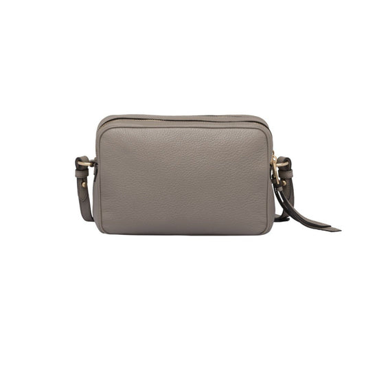 Argilla Grey Vitello Phenix Leather Double Zip Cross Body Bag