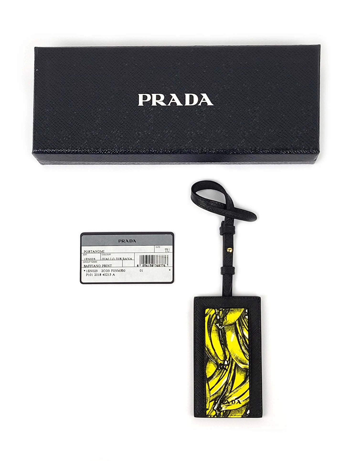 Banana Saffiano Leather Name Tag Keychain Iconic Prada