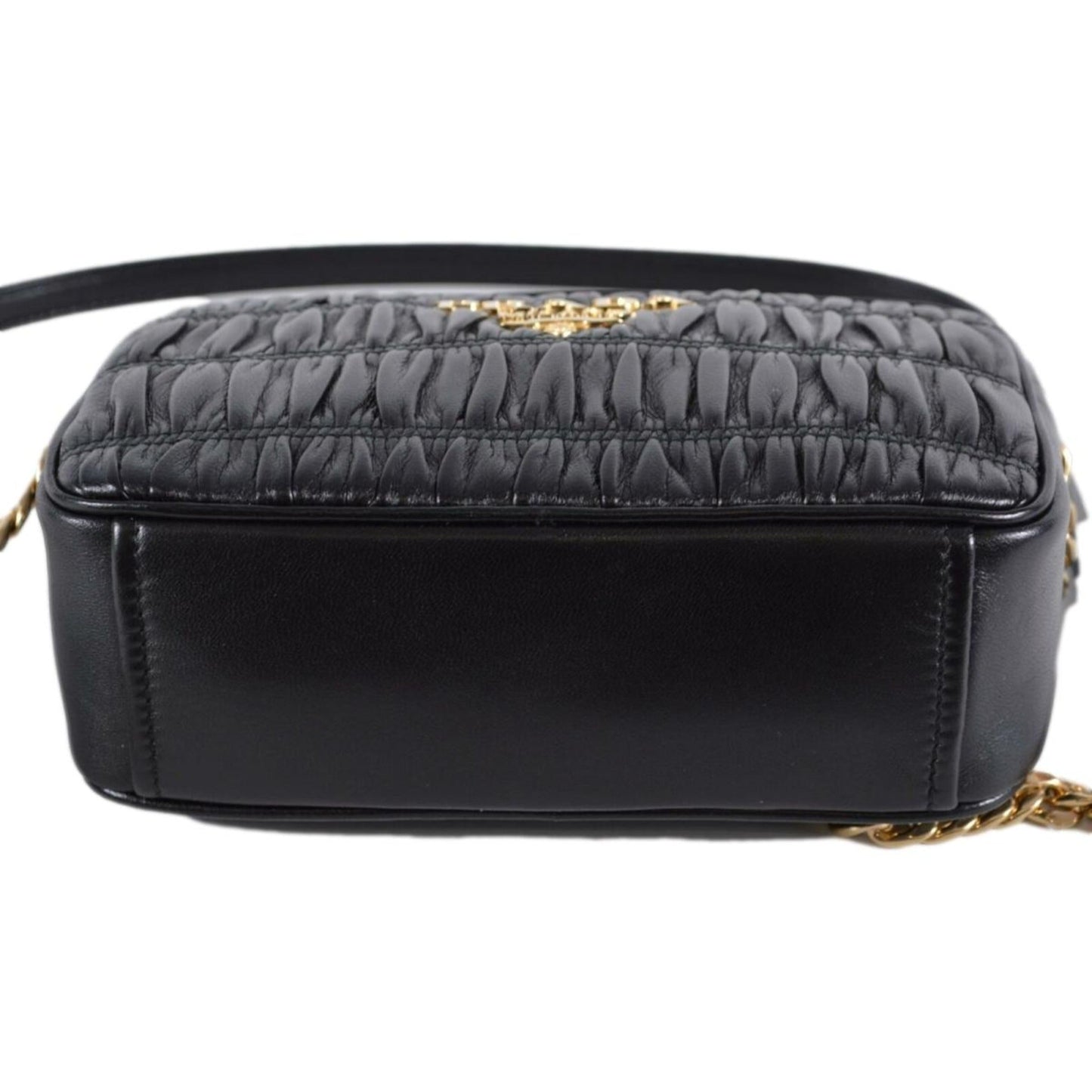 Black Gaufre Leather Small Crossbody Bag