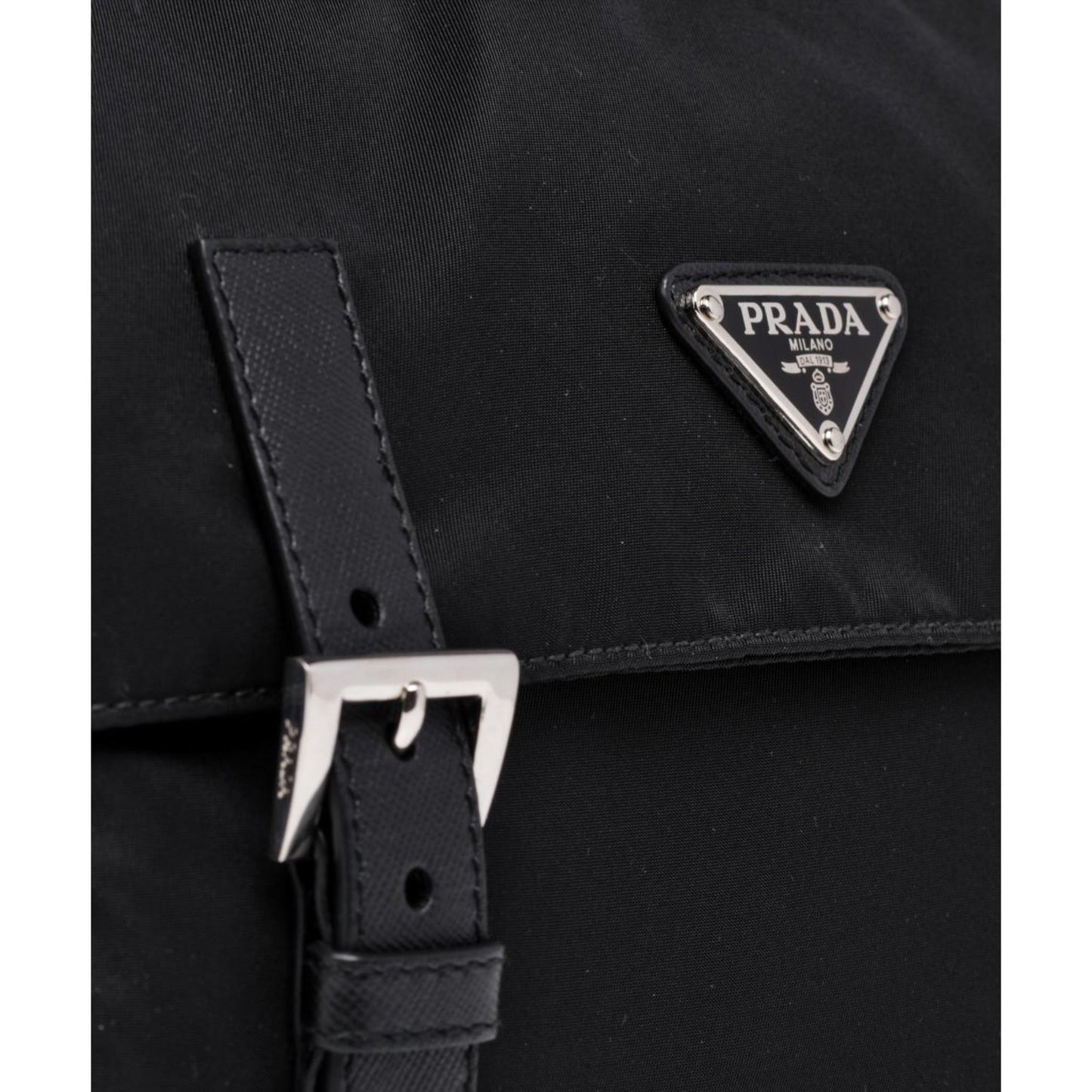 Black Nylon Triangle Logo Messenger Bag