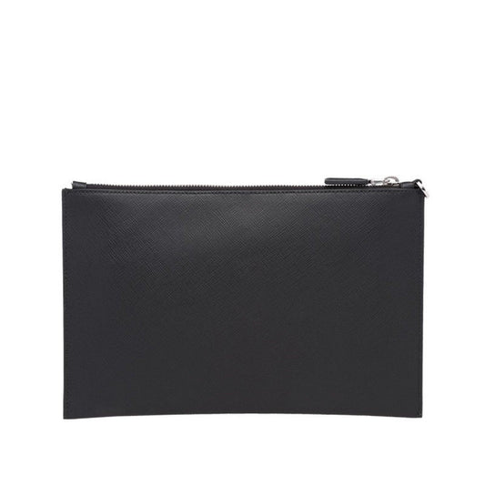 Black Saffiano Voyage Leather Clutch Document Holder