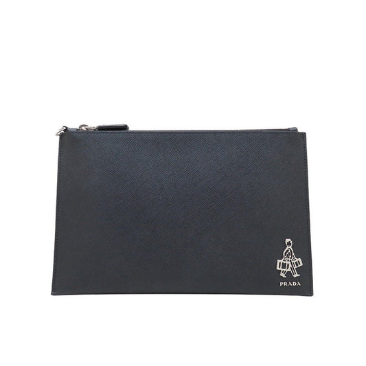 Black Saffiano Voyage Leather Clutch Document Holder