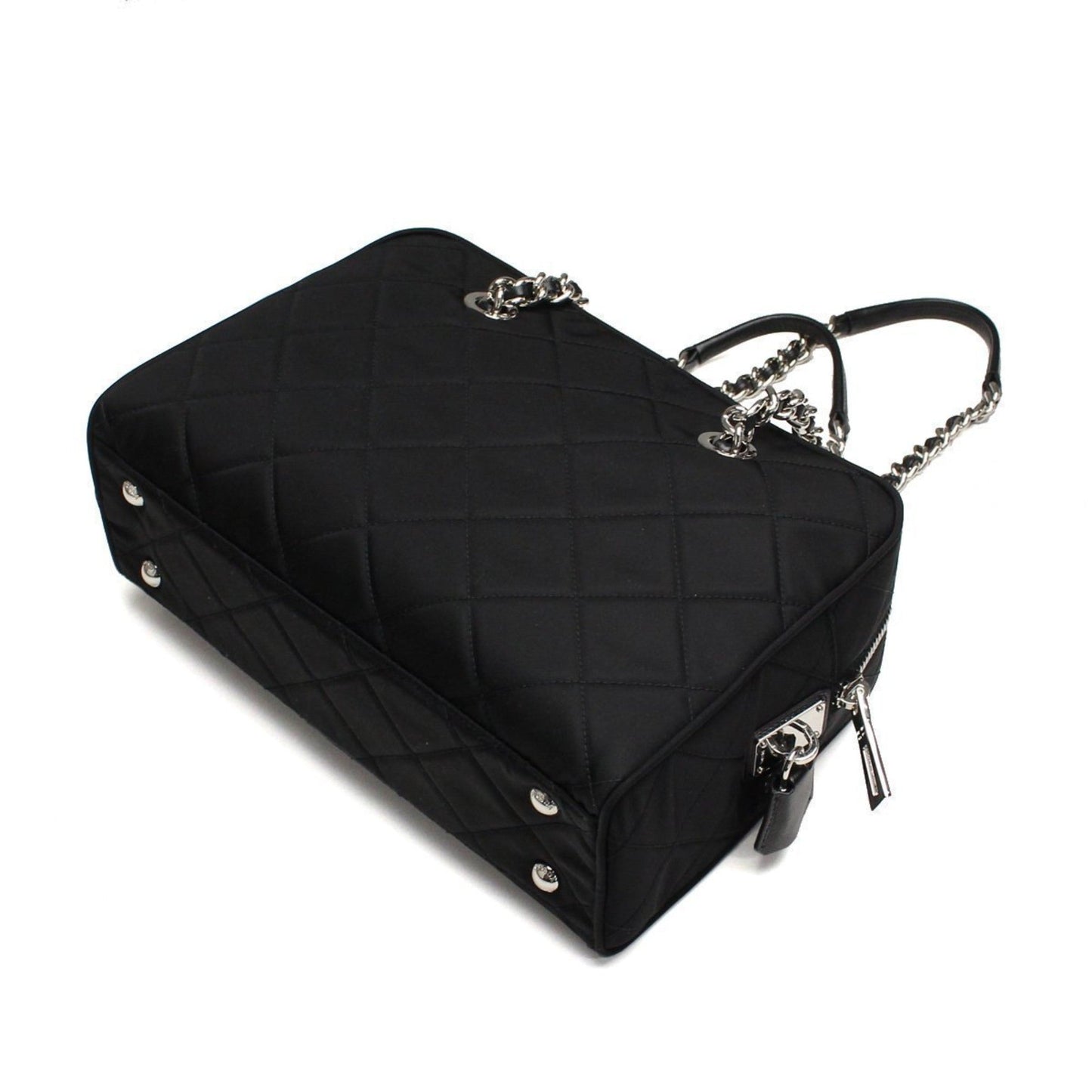 Black Tessuto Nylon Quilted Shoulder Handbag