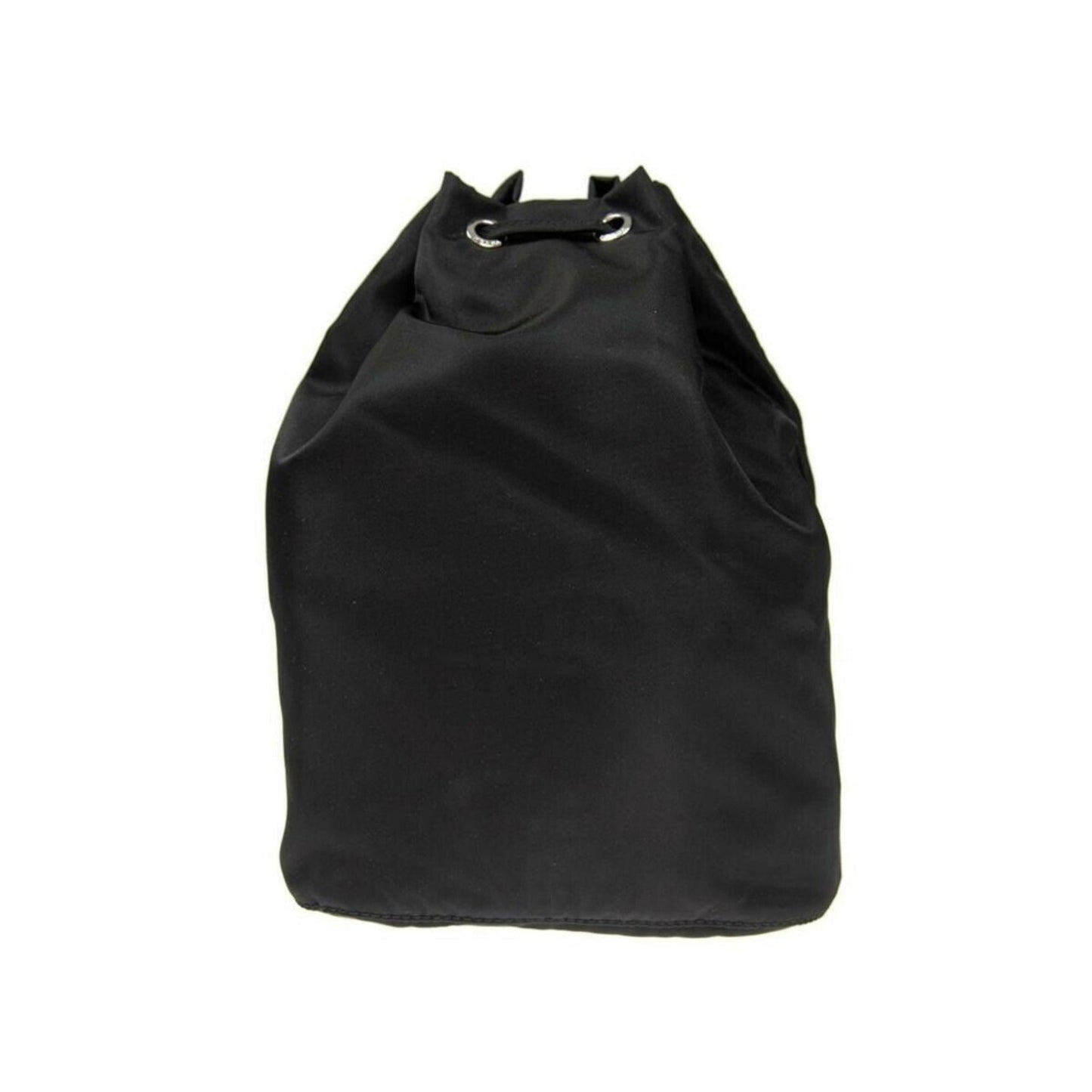 Black Tessuto Nylon Triangle Logo Drawstring Bucket Bag