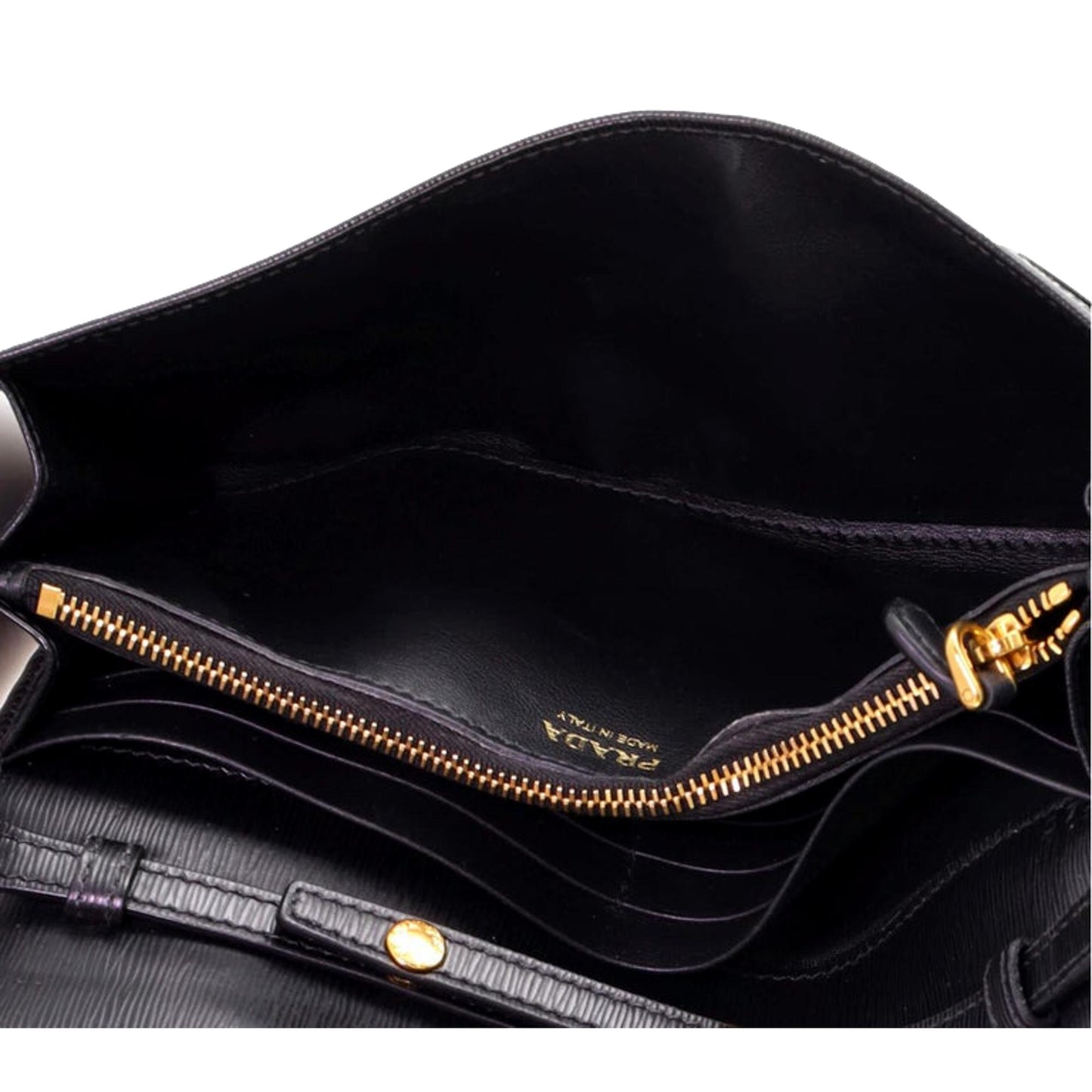 Black Vitello Move Leather Chain Crossbody Wallet Clutch