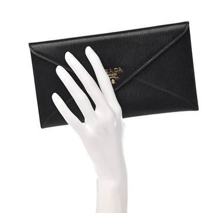 Black Vitello Move Leather Long Envelope Wallet