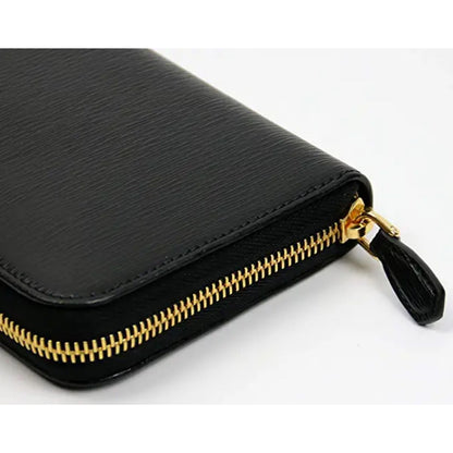 Black Vitello Move Leather Zip Around Wallet