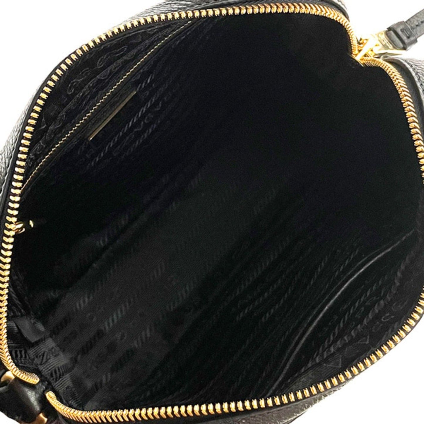 Vitello Phenix Black Leather Gold Logo Camera Crossbody Bag