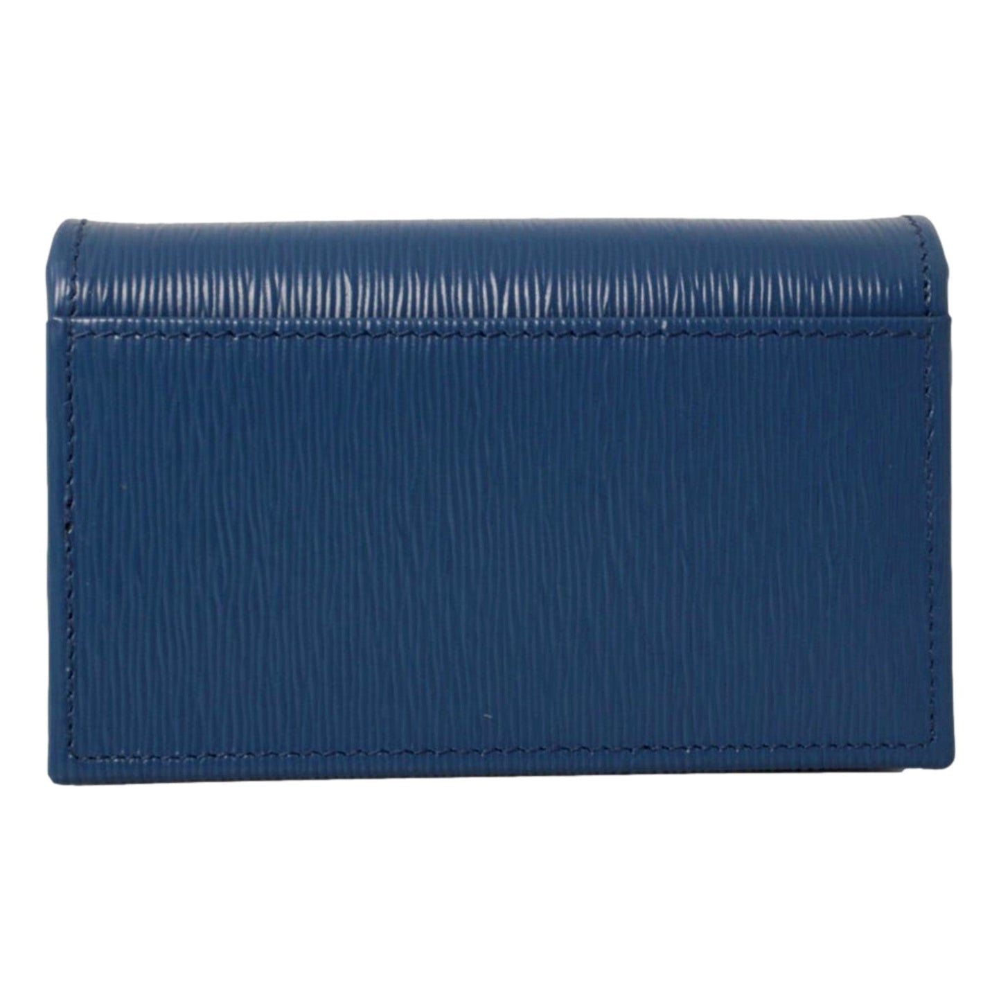 Blue Vitello Move Leather Triangle Logo Card Case Wallet