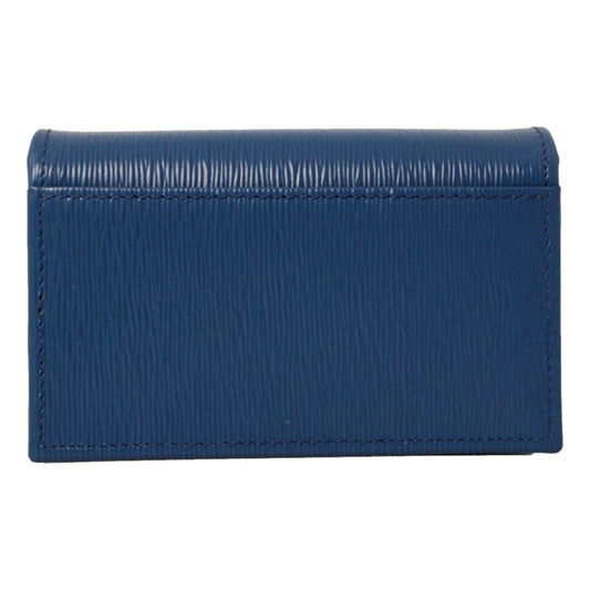 Blue Vitello Move Leather Triangle Logo Card Case Wallet