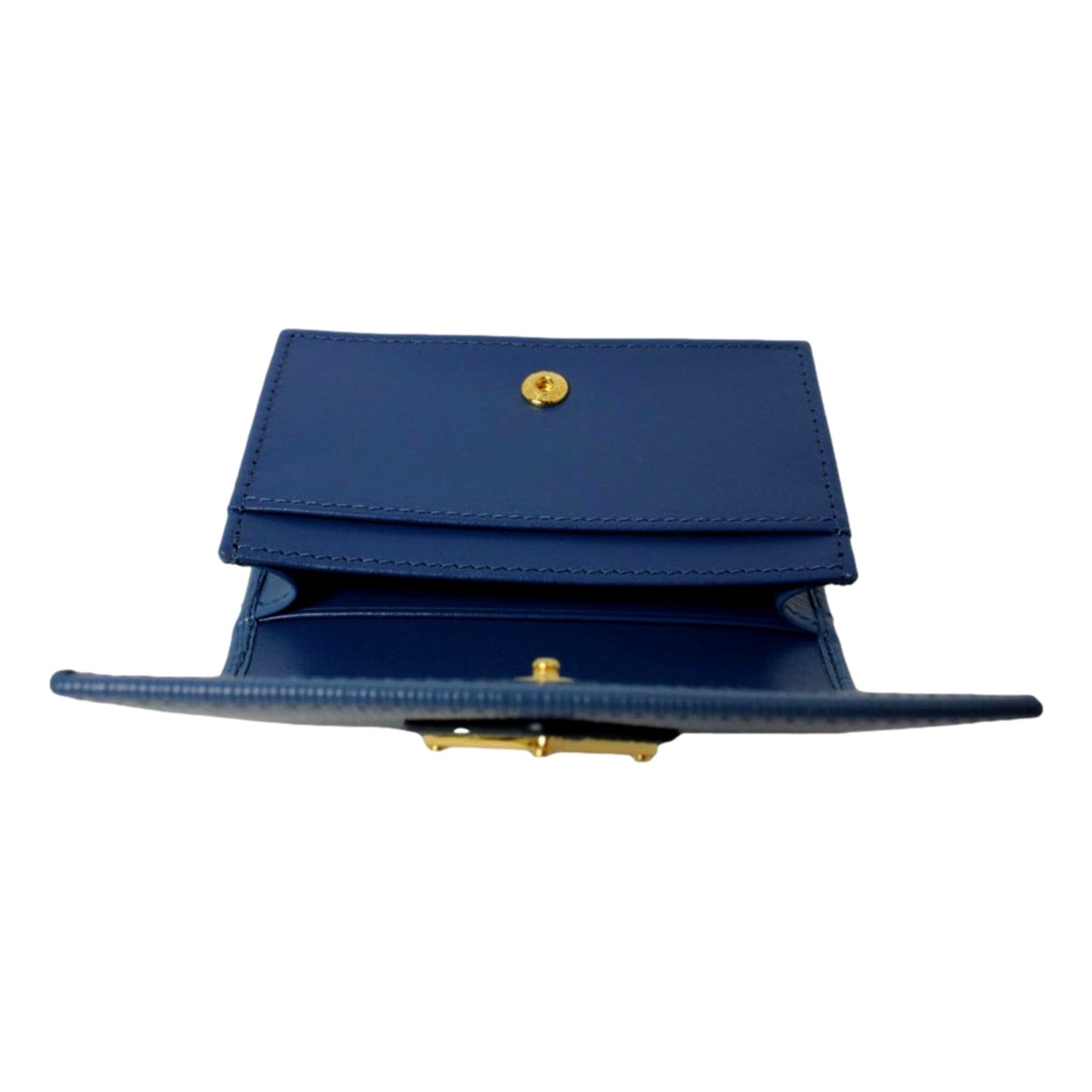 Blue Vitello Move Leather Triangle Logo Card Case Wallet