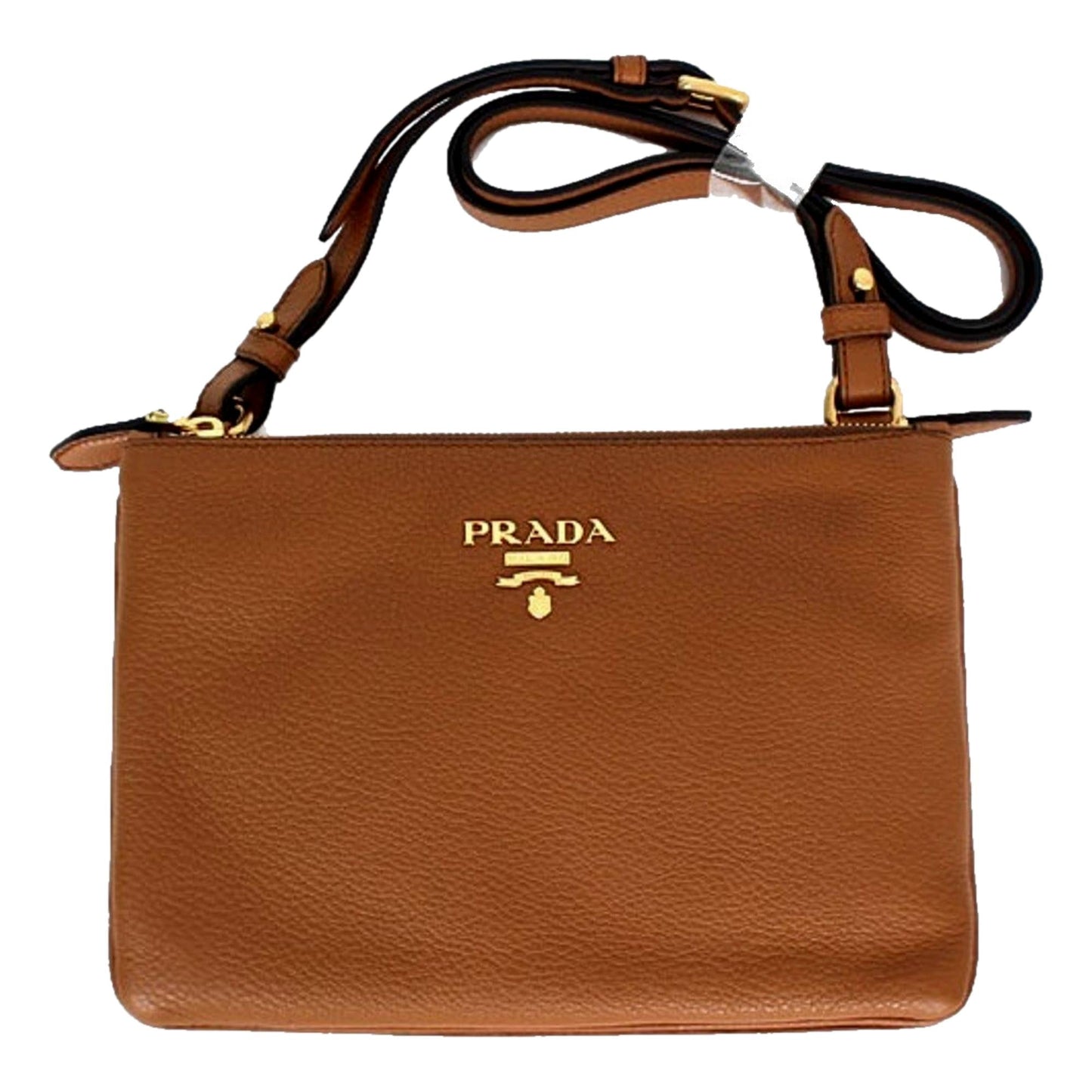 Vitello Phenix Cannella Brown Leather Crossbody Bag