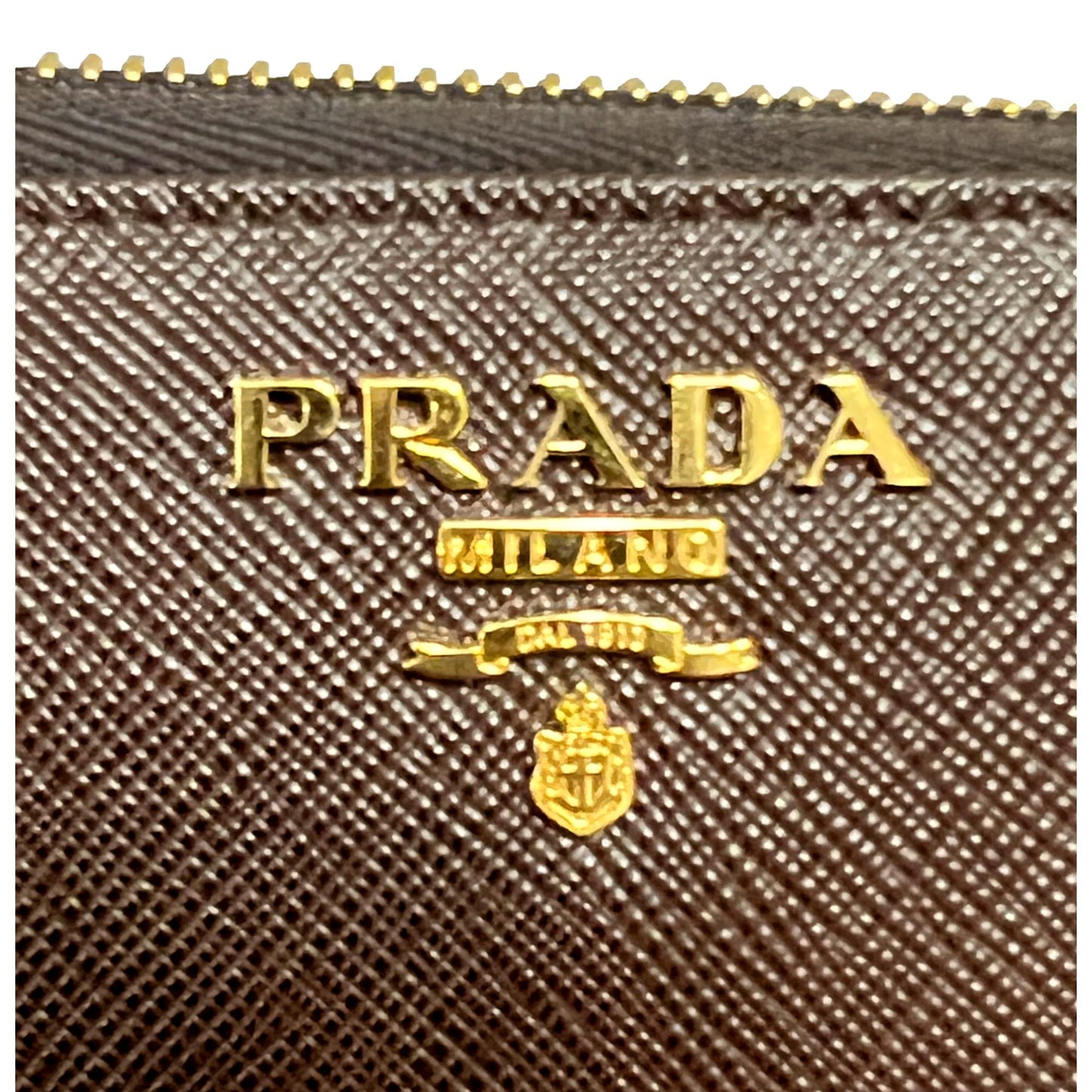 Bruciato Brown Saffiano Leather Zip Around Continental Wallet