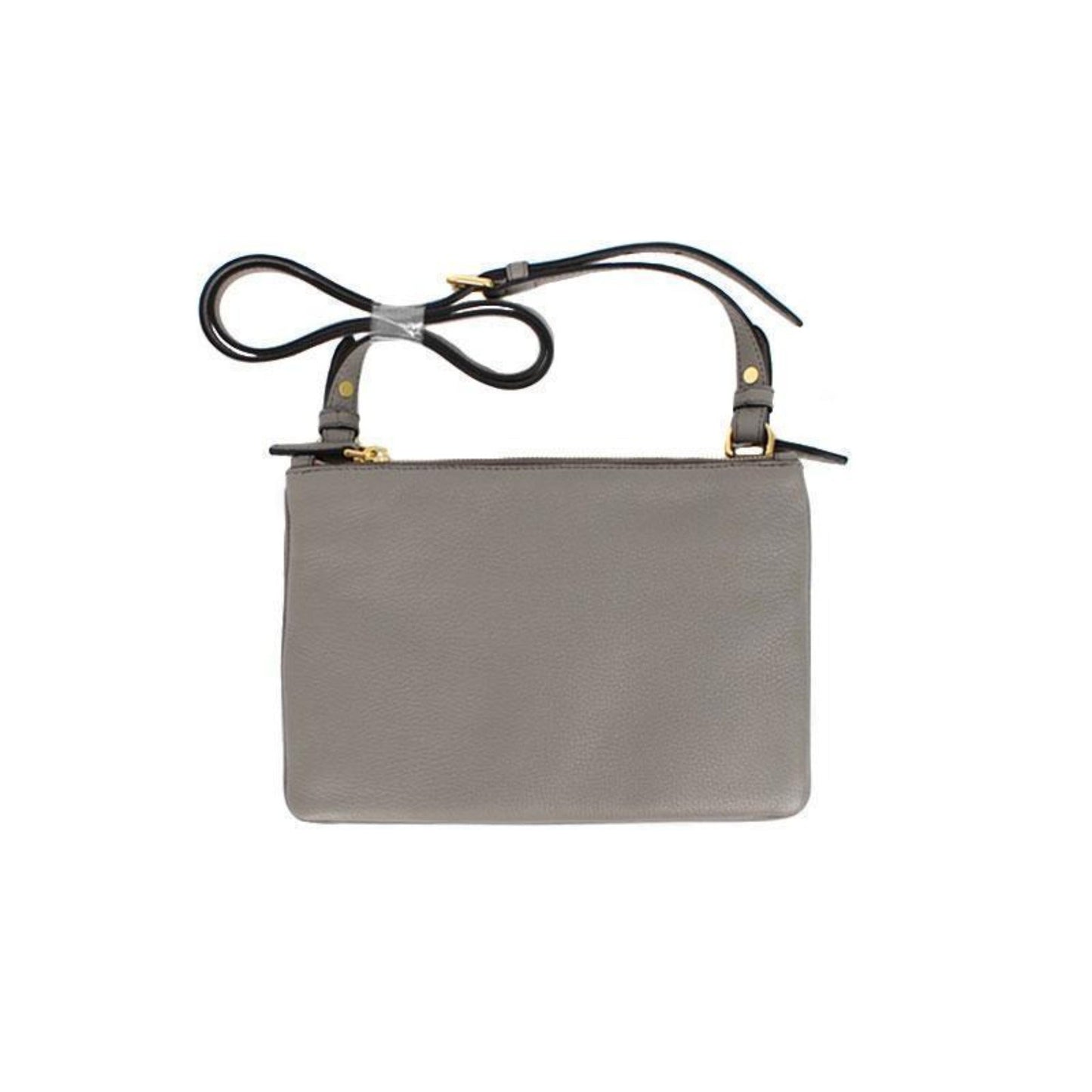 Vitello Phenix Argilla Gray Leather Logo Plaque Crossbody Bag